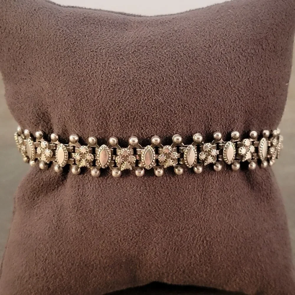 Vintage 900 Silver Artisan Ornate Beaded Rashod Arts Bracelet